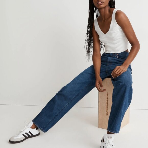 Madewell Baggy Straight Jeans in Dark Worn Indigo Wash - Picture 1 of 9